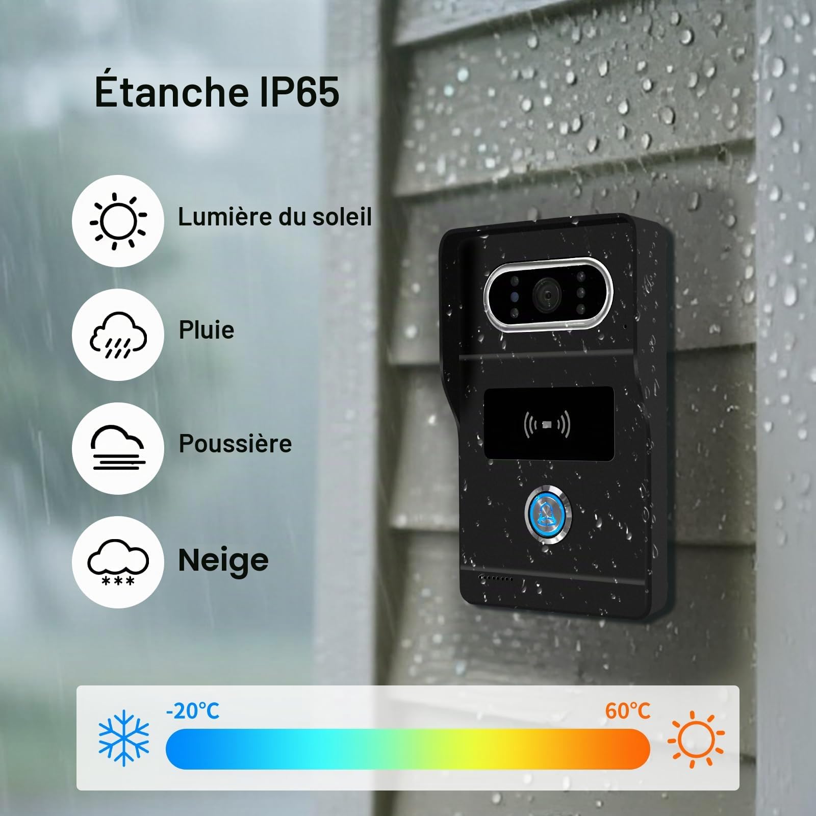 2 Fils Visiophone Connecté Filaire, Kit Interphone Vidéo WiFi Tuya avec Écran Tactile Couleur de 7", Sonnette avec Caméra 1080P Vision Nocturne IP65, Déverrouillage APP/Carte RFID