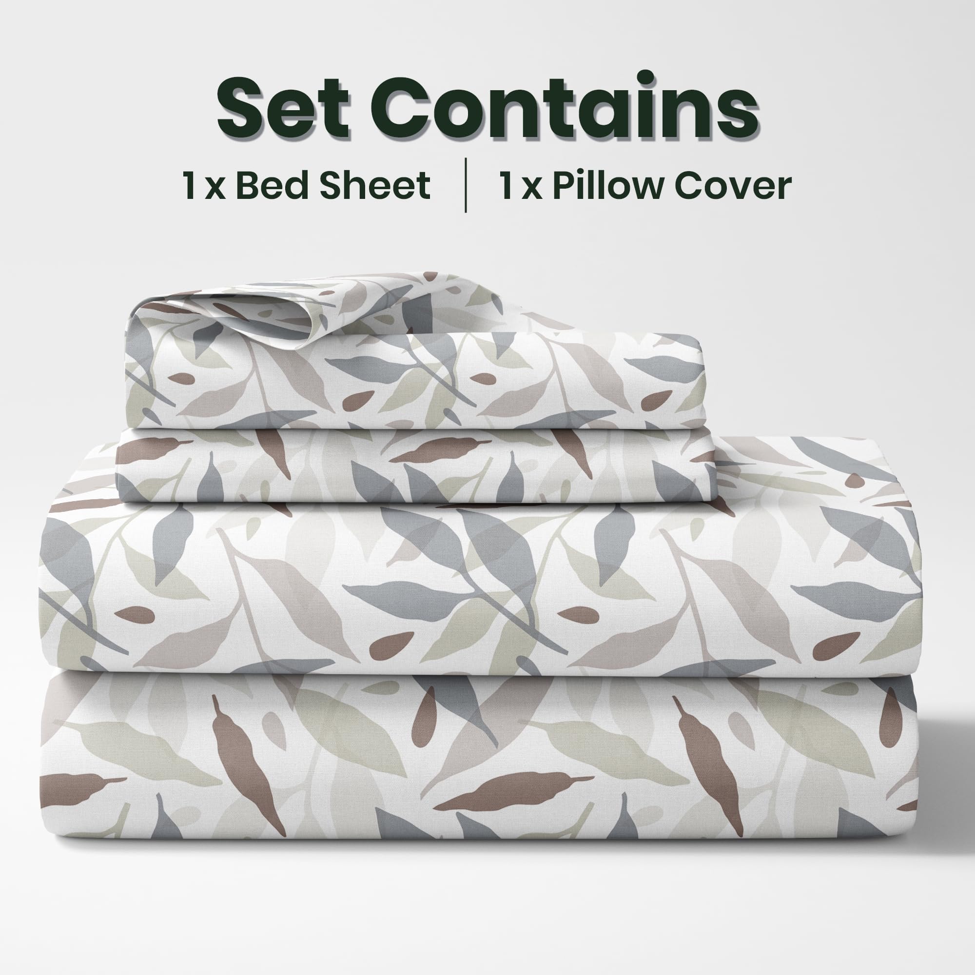Loreto 100% Cotton Single Bed Sheet with 1 Pillow Cover, 58 x 88 inch 2
