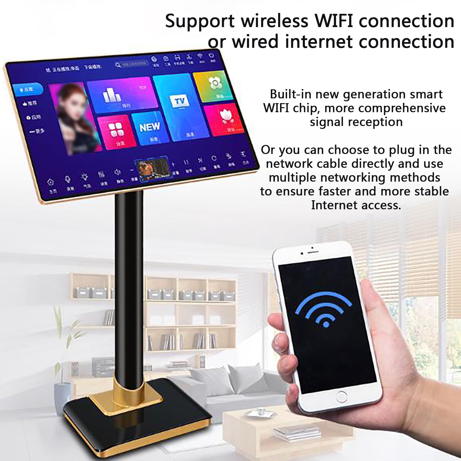 Lettore Karaoke da 19/21,5 Pollici, Schermo Touch HD, Controllo vocale Intelligente, Memoria da 500 GB a 8 TB + interfacce Multiple, per Feste al Chiuso e all;Aperto (A 21.5inch)