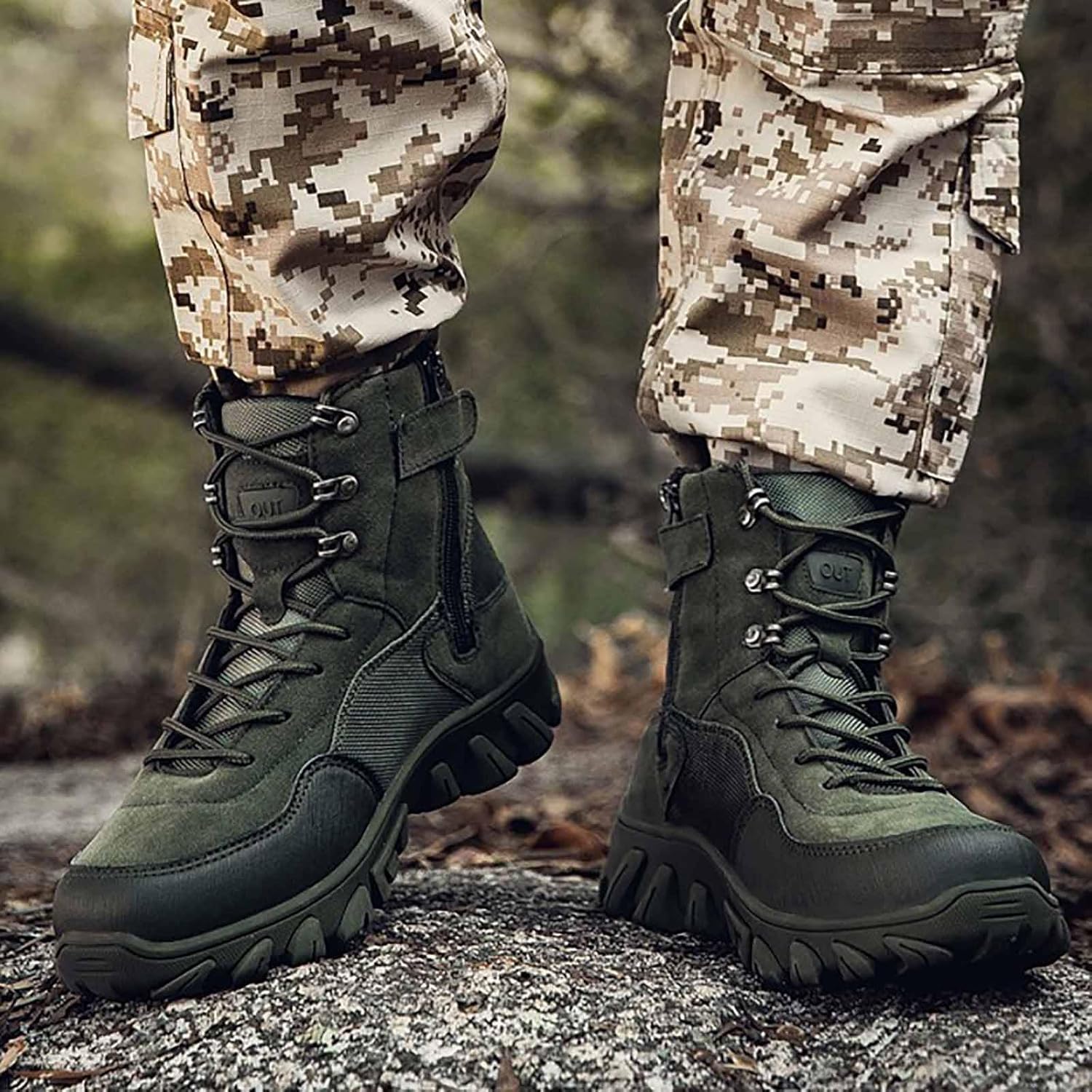 CLSQLXYJZC Outdoor Hiking Hunting Boots, Waterproof Men's Military Tactical Boots with Sports Socks Lightweight Military Boots Breathable Desert Boots