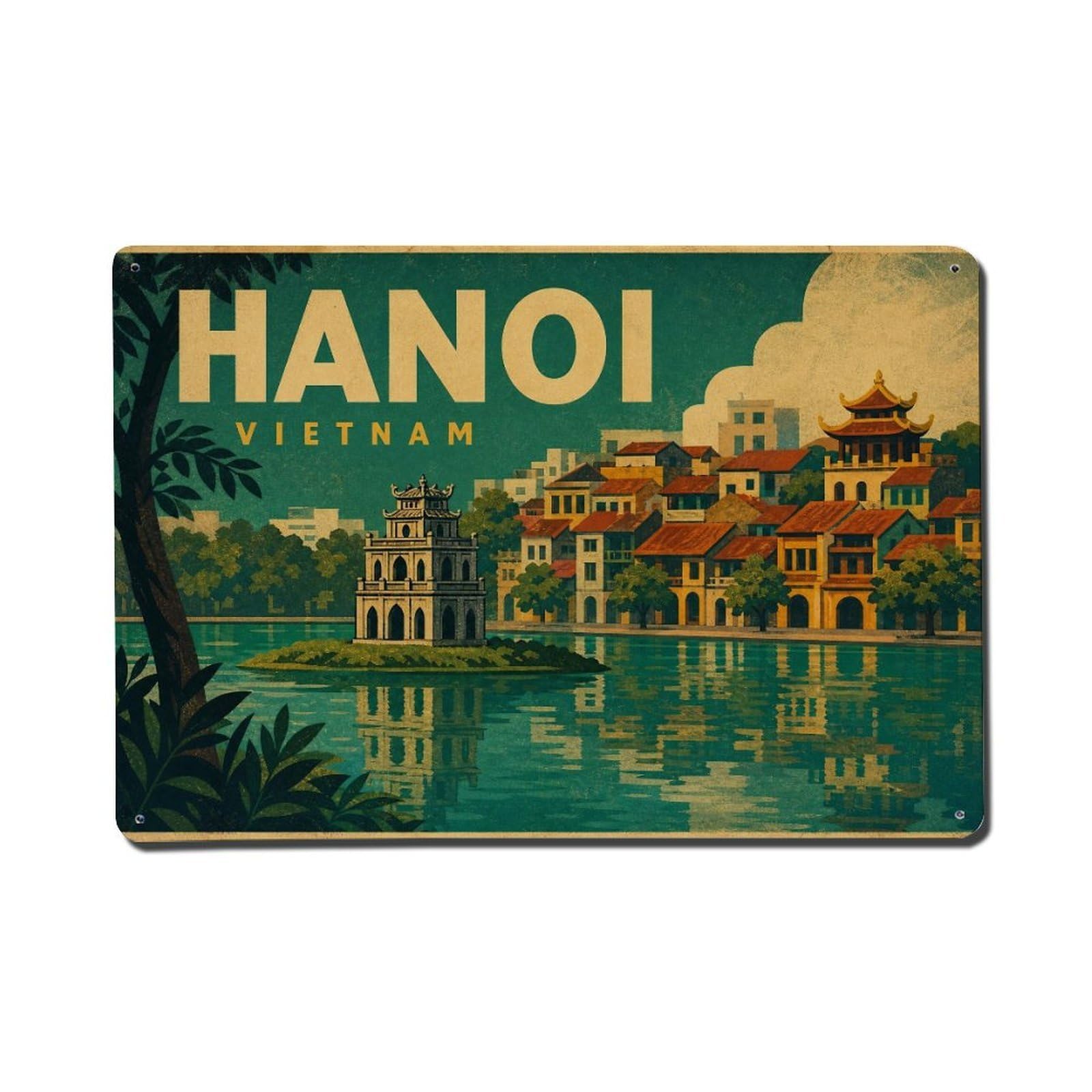 Vietnam Hanoi Travel Destination Retro Regional Metal Tin Sign