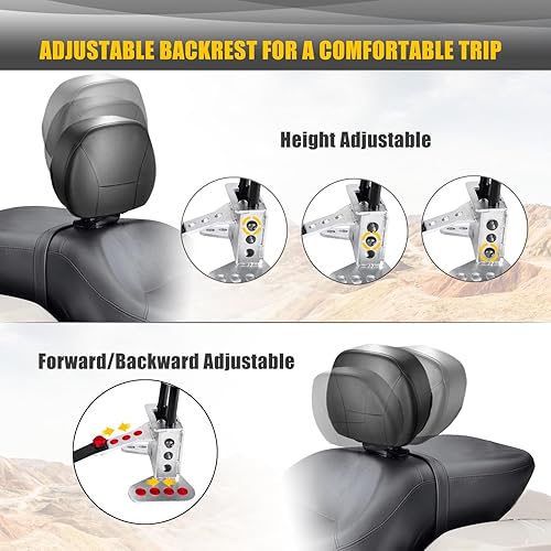 Miniatura 4 de Almohadilla para respaldo de conductor compatible con Harley Touring (Street Glide, Road Glide, Road King, Ultra Limited, Electra) 2009-2025