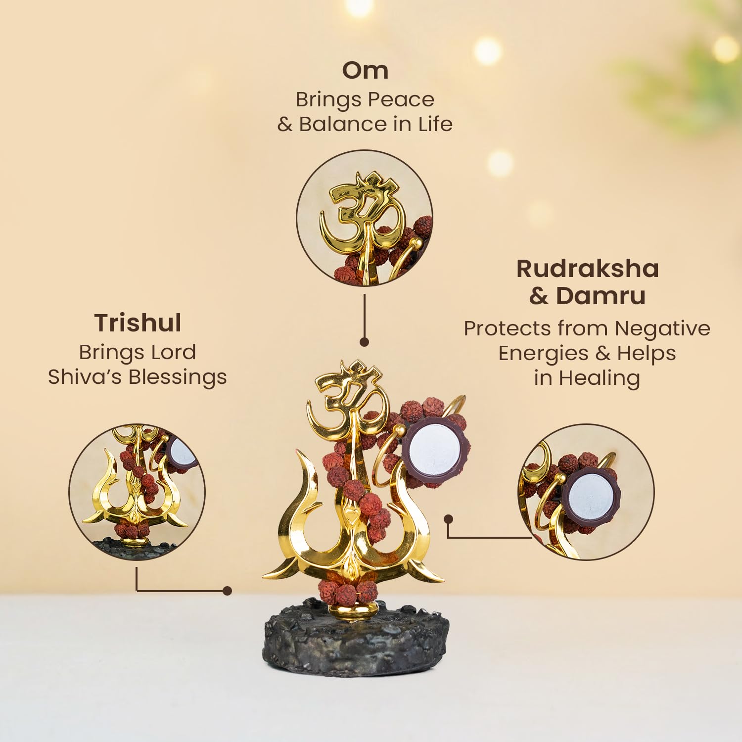 Astrotalk Mahadev Trishul Murti, Shiv Murti compatto per tempio domestico, cruscotto auto o scaffale per ufficio, Lord Shiva Idol per puja, mandir e angoli di meditazione, 8,5 x 6,5 x 11