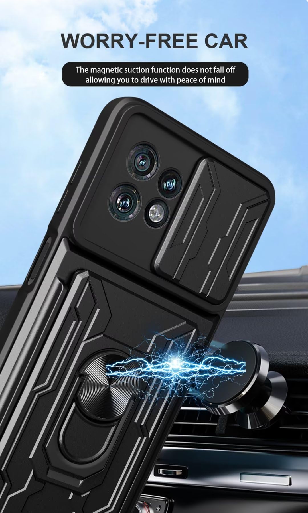 Per Motorola Moto G32 Custodia antiurto antiurto per telefono con supporto per anello (nero