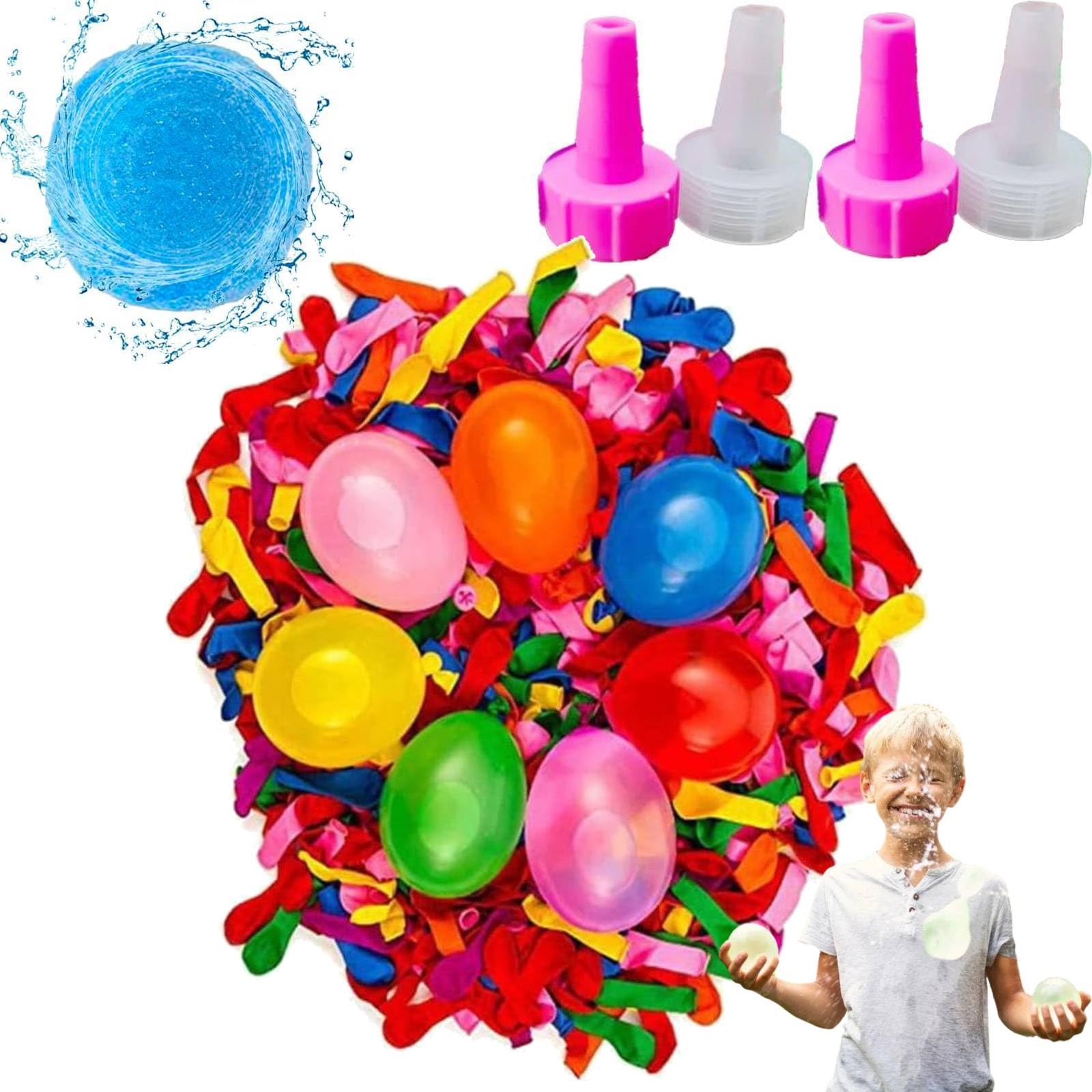 1000 Pcs Water Balloons with 4 Filling Nozzles, Summer Quick Fill WaterBalloons for Kids Ages 4-8 8-12, Eco-Friendly Latex Water Bomb Balloon Fight Games, Multi-Colored Set for Summer Cooling