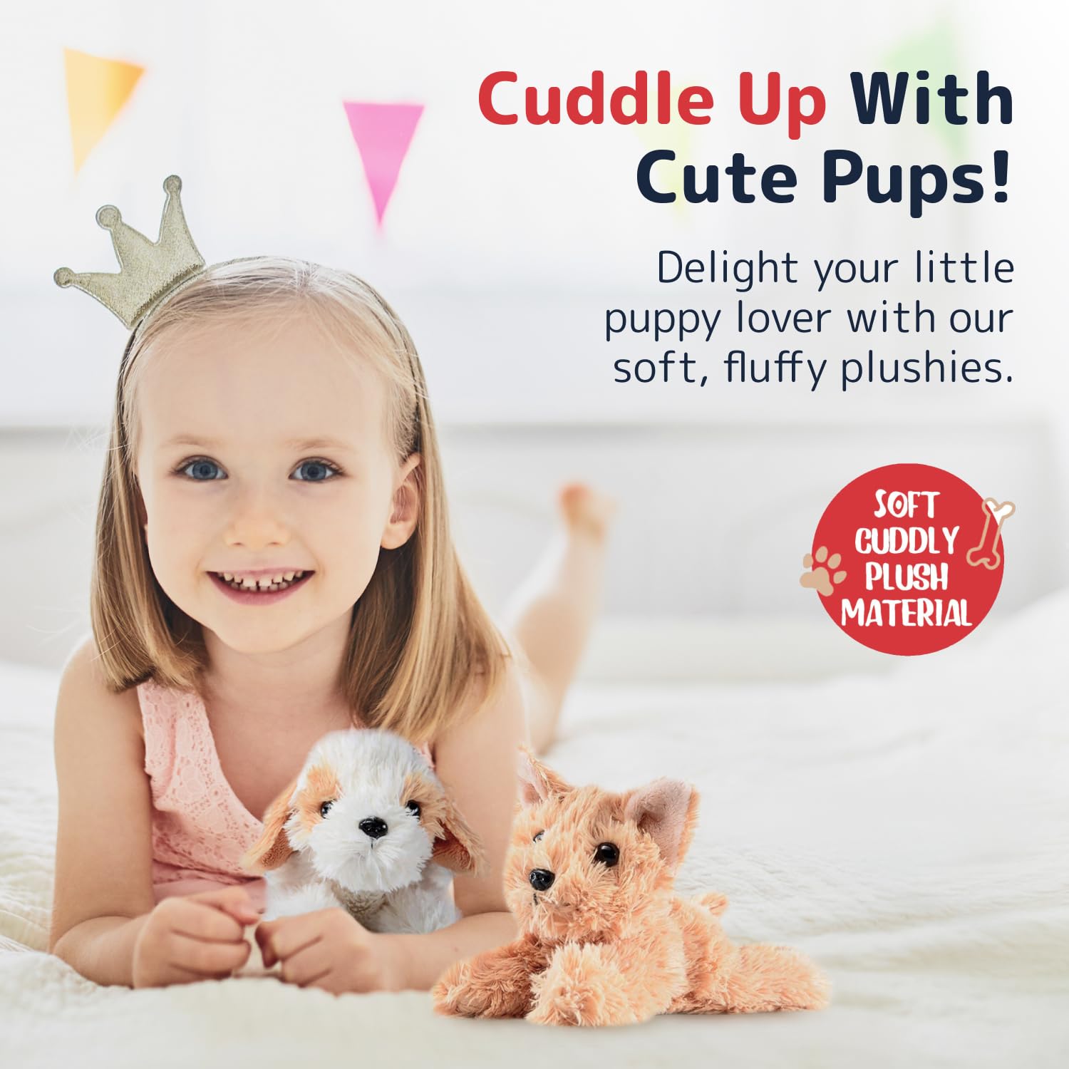 PREXTEX Cachorros de peluche, juego de 4 lindos animales de peluche para niñas y niños, peluches pequeños de 6 pulgadas, animales de peluche para recuerdos de fiesta de cachorros, animales de peluche