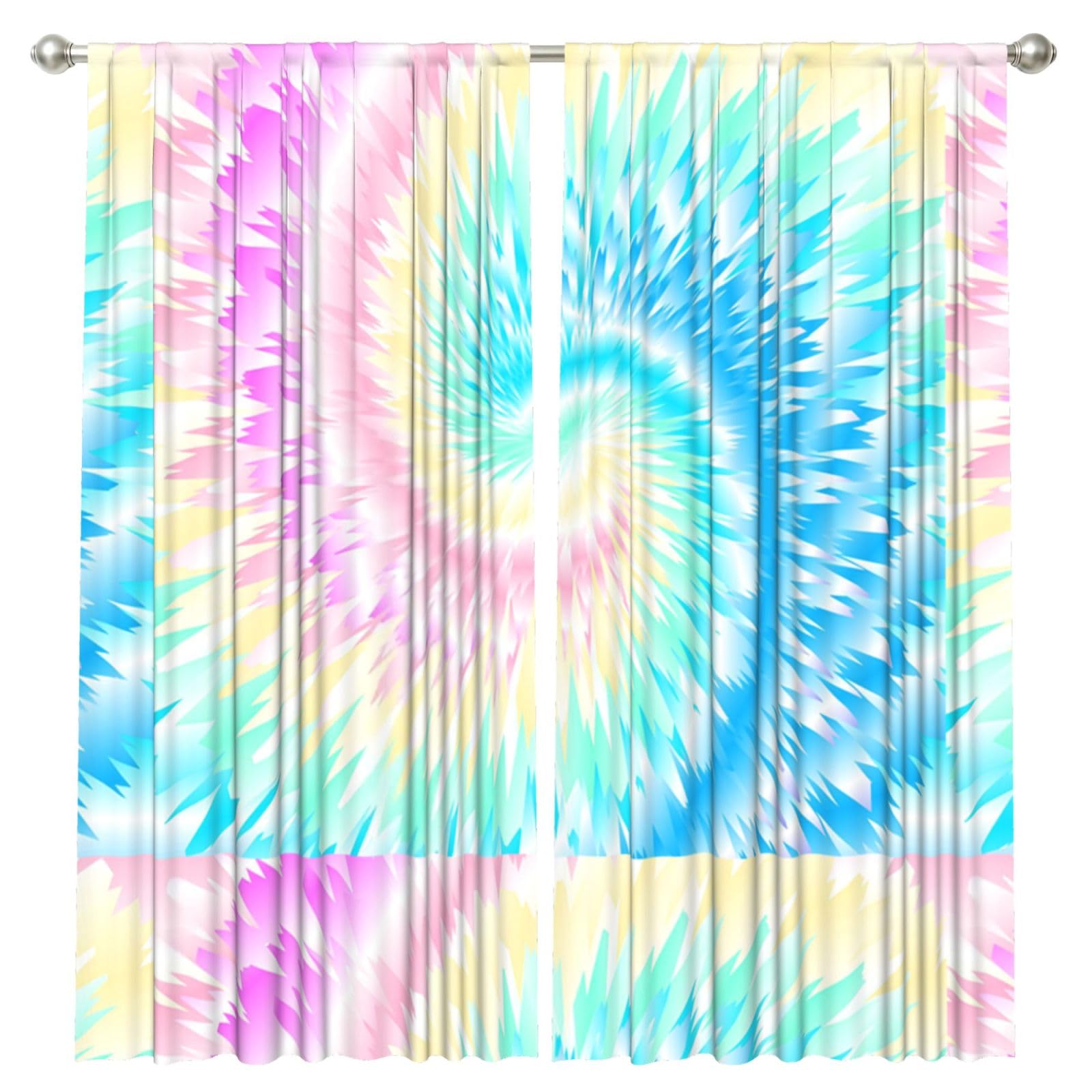 InOmak Tie Dye, 2 Panels Window Curtains 52 x 84 Inch Blackout Curtains for Living Room Bedroom