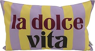 CB Home & Style Outdoorkissen Gartenkissen Wasserabweisend Wasserfest mit Streifen Hallo Sommer Bella Ciao La Dolce vita 45x45cm mit Füllung (Gelb/Lila - La Dolce vita - 30x50cm)