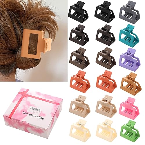 Alemaky Paquete de 18 pinzas cuadradas pequeñas para el cabello para mujeres y niñas, revestimiento de goma mate de 2 pulgadas, pinzas de garra Alemaky Paquete de 18 pinzas cuadradas pequeñas para el cabello para mujeres y niñas, revestimiento de goma mate de 2 pulgadas, pinzas de garra