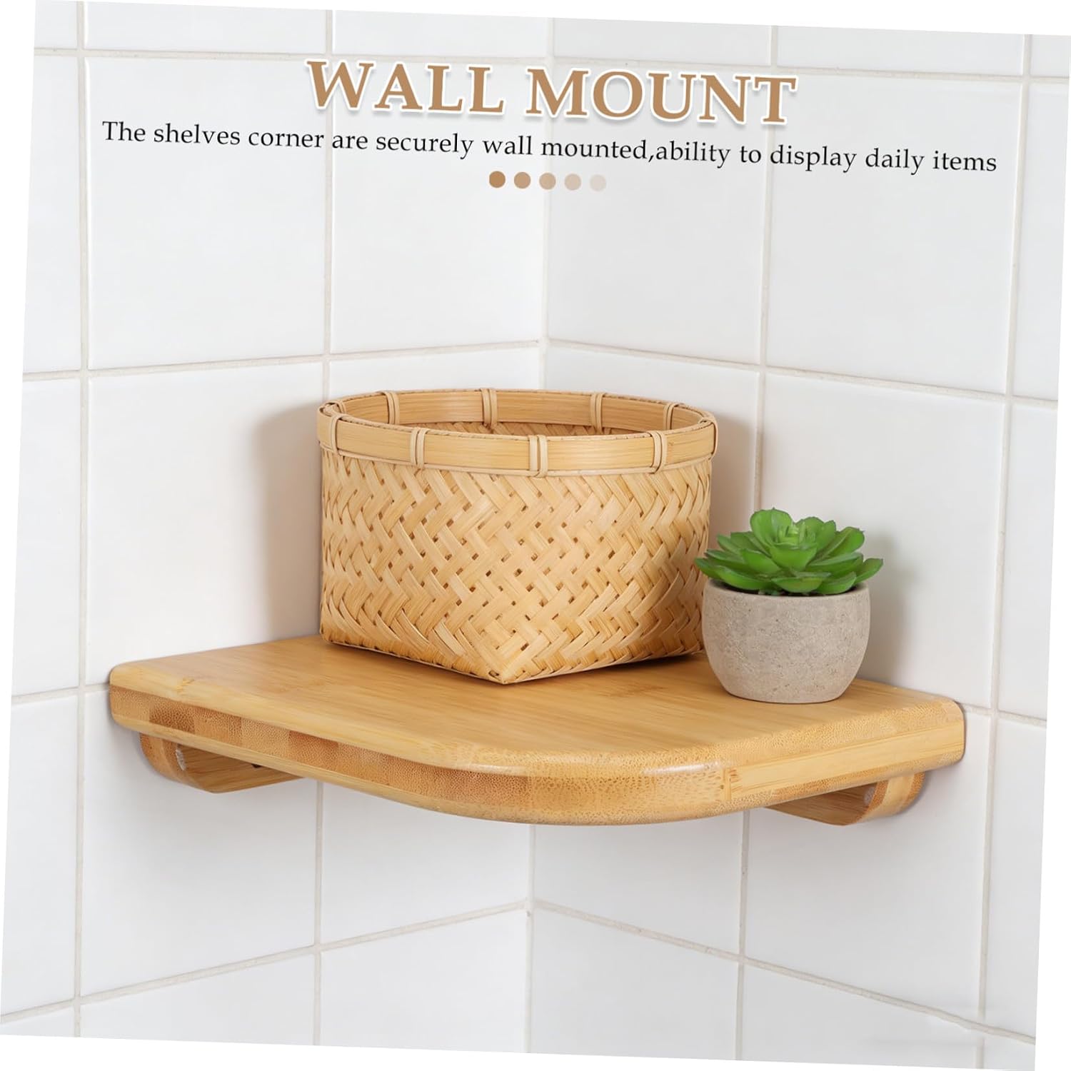 Garneck Floating Corner Shelf Wall Mount, Small Wooden Corner Shelf 15x20cm, Natural Wood Storage Rack for Bedroom Living Room Bathroom Organizer
