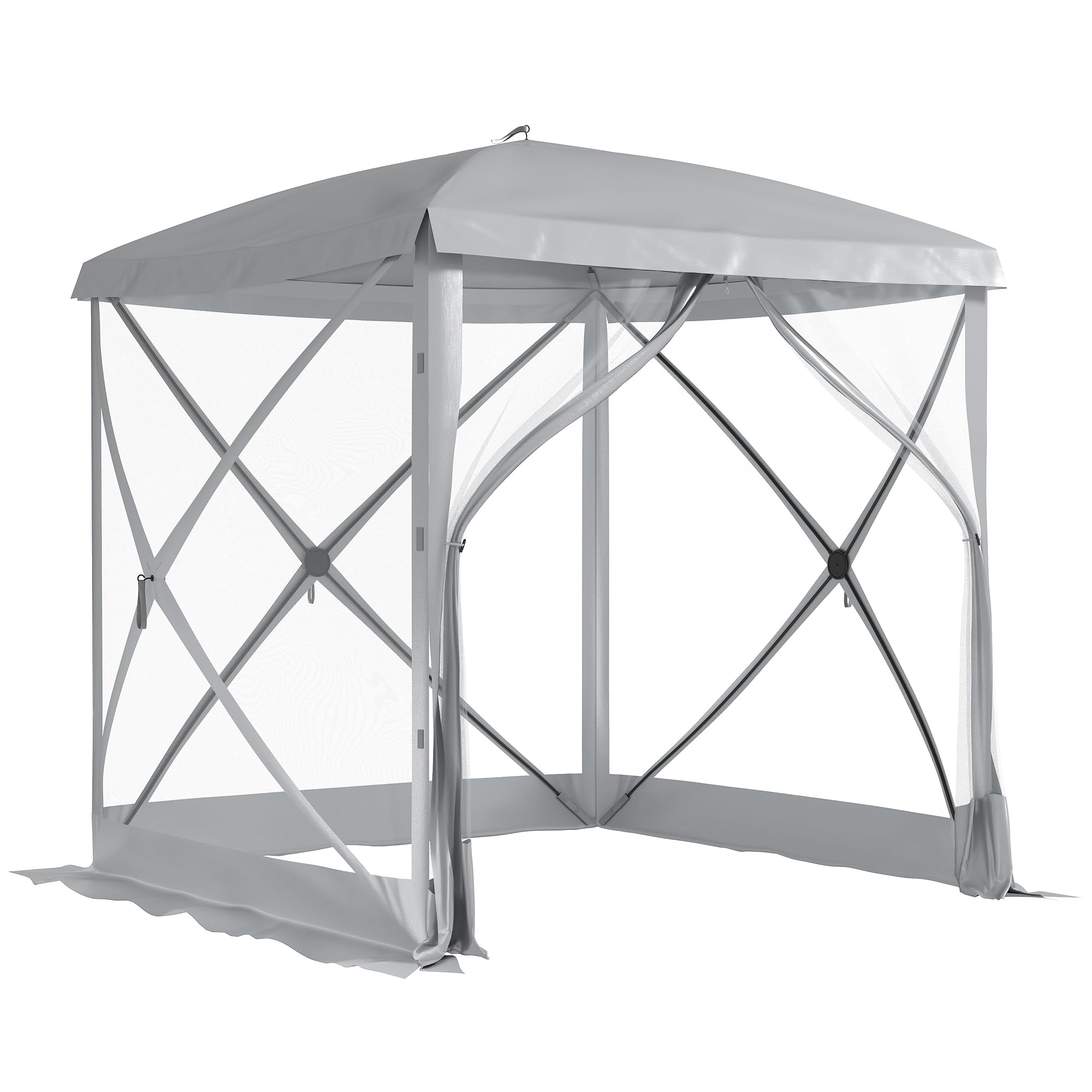 Outsunny 7 x 7ft Pop-Up Screen House Gazebo Camping Outdoor Instant Setup Tent Fits 3-4 People 210D Material w/Carry Bag & Ground Stakes image 7
