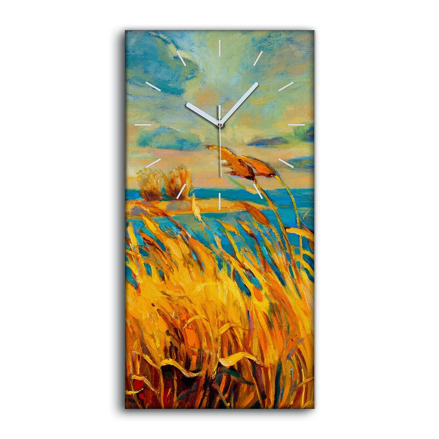 Horloge murale salon paysage de mer 30x60 cm art moderne pour ambiance zen