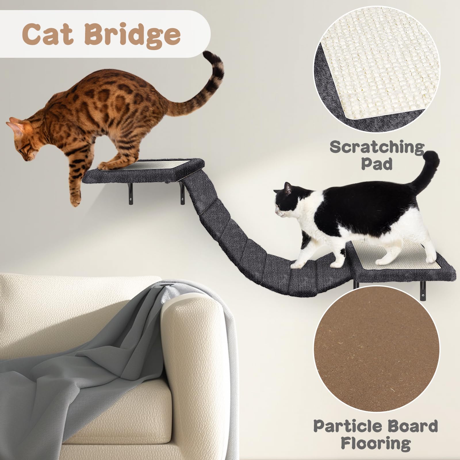 Shamrock ★ Cat  Pawchop Cat Climbing Frame Set, 4 in 1 Stable Cat Wall