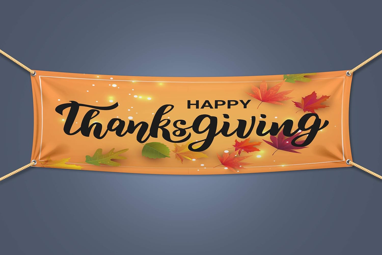 Happy Thanksgiving Banner | Happy Thanksgiving Sign | Thanksgiving Sign | Thanksgiving Banner | Happy Turkey Day | Thanksgiving Decoration | Vinyl Banner with Grommets Every 2-3 Feet (20" x 52")
