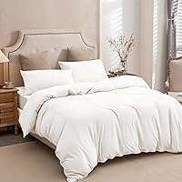Vista 4 de PURE ERA Juego de funda de edredón de punto de jersey, 100% algodón, súper suave y cómodo, juego de ropa de cama de 3 piezas con cierre