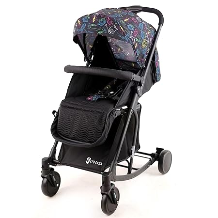 Leotoon 2-In-1 Limo Stroller Cum Rocker | Rocking Function | 3 Levels Reclining | 5 Point Harness | XL Storage Baskets | 4 Sturdy 6 Wheels | Detachable Front Guard | Unisex | Easy Fold Design | Rear Wheels with Locks | (Elf) (6-36 Months)