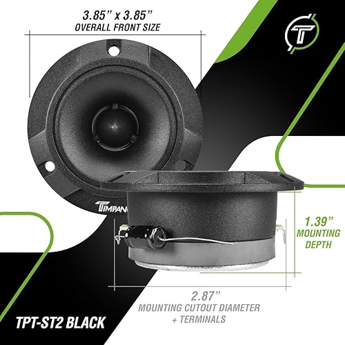 Miniatura 4 de Timpano TPT-ST2 Black Slim Super Tweeter, 600 vatios 4 ohm, 105 dB, bobina de voz de 1 pulgada, tweeters de sistema de sonido para auto