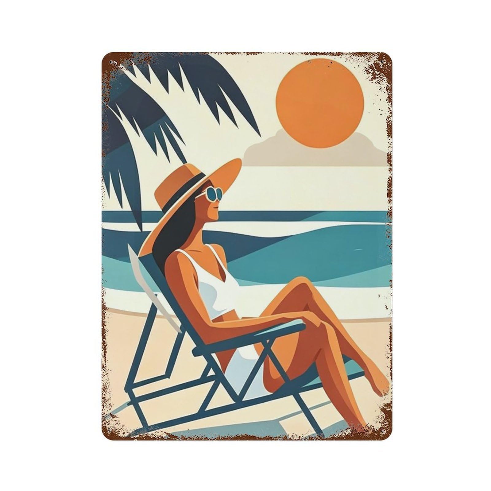 WUJHGRSG Tropic Sun Lounger 01 Wall Art Retro Iron Vintage Metal Tin Sign Poster Modern Decor for Home Cofffee Club Bar Shop Style 40x30cm