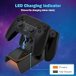 NexiGo Enhanced PS5 Controller Charger with Thumb Grip Kit, Fast Charging AC Adapter, Charging Station Dock for Dual PlayStation 5 Controllers with LED Indicator, Black