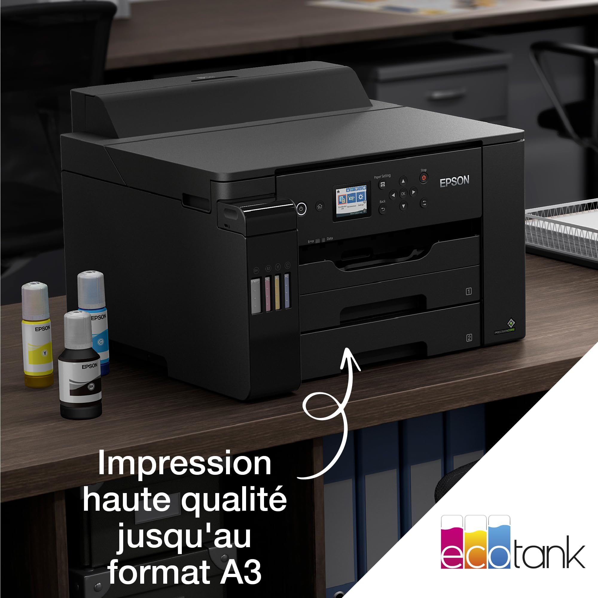Epson EcoTank ET-16150 Imprimante à Réservoirs D’encre | Petits Bureaux & Entreprises | Wi-Fi | A3+ | Impression Recto Verso Automatique | Écran LCD 6,1cm | Jusqu’à 3 Ans d’encre inclus