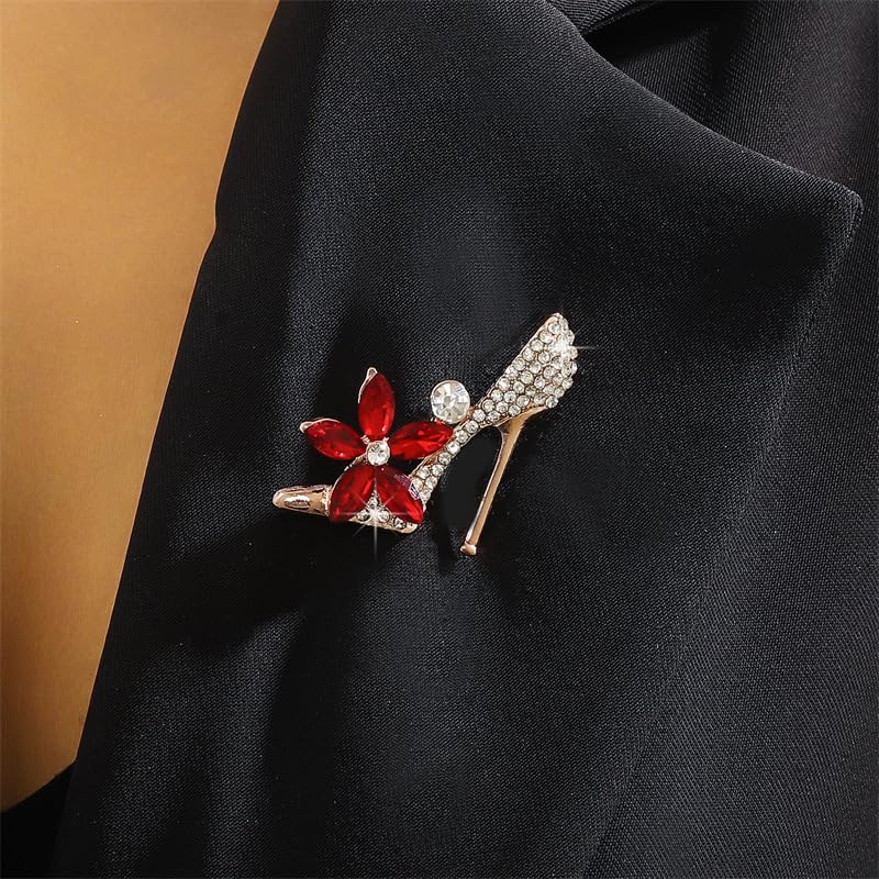 Image of Crystal High Heels Shoes Brooch Pins Jewelry Gift For Women Men