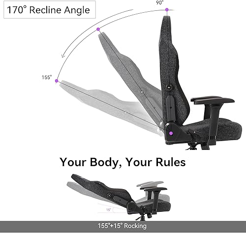 Miniatura 5 de Silla para videojuegos, silla ergonómica de computadora de respaldo alto con soporte lumbar, silla de videojuegos, reposabrazos ajustables 4D,