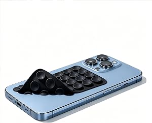 Silicone Suction Cup Phone Case,Double Sided Silicone Sticky Phone Grip Accessories Strong Grip,Hands-Free Holder for Makeup,Tiktok Video Creator, Travel,Cute (Soft Black)