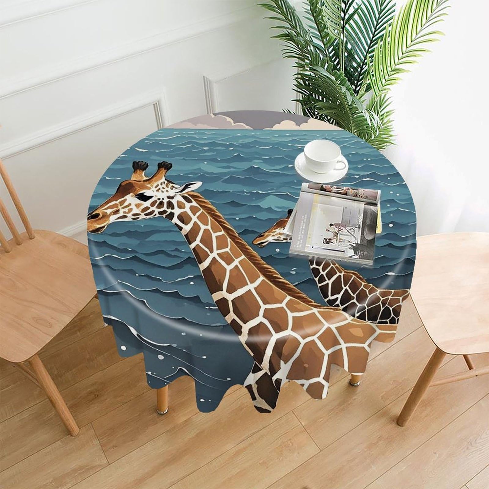 LZQPOEAS The Deep Ocean Tablecloth Decorative Round Table Cloth Wrinkle Resistant Round Tablecloth Washable Circle Table Cover for Kitchen Dining Party Wedding Camping 60 Inch