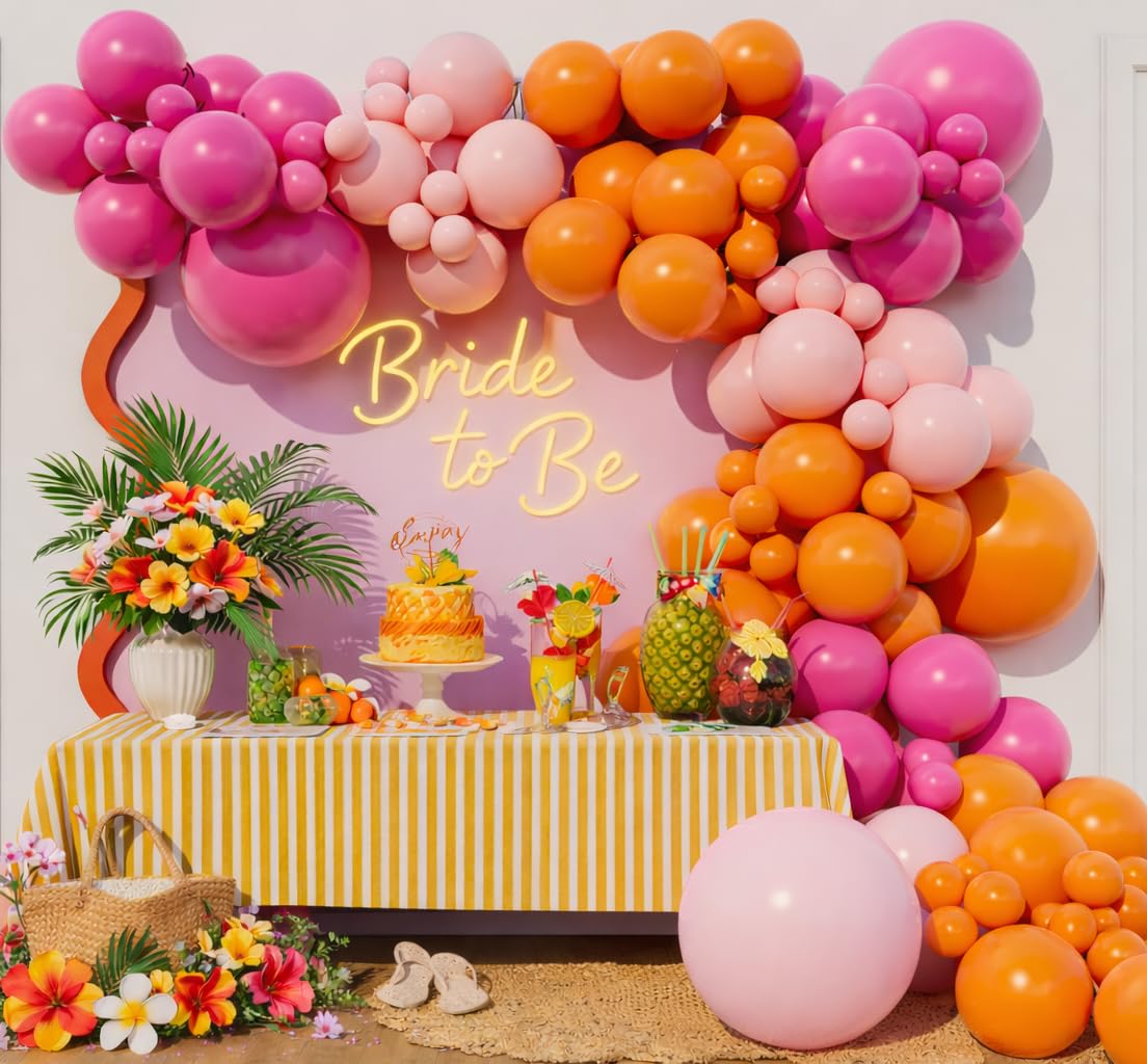 Amazon.com: Beaumode Pink Orange Rose Balloon Arch Garland Kit for