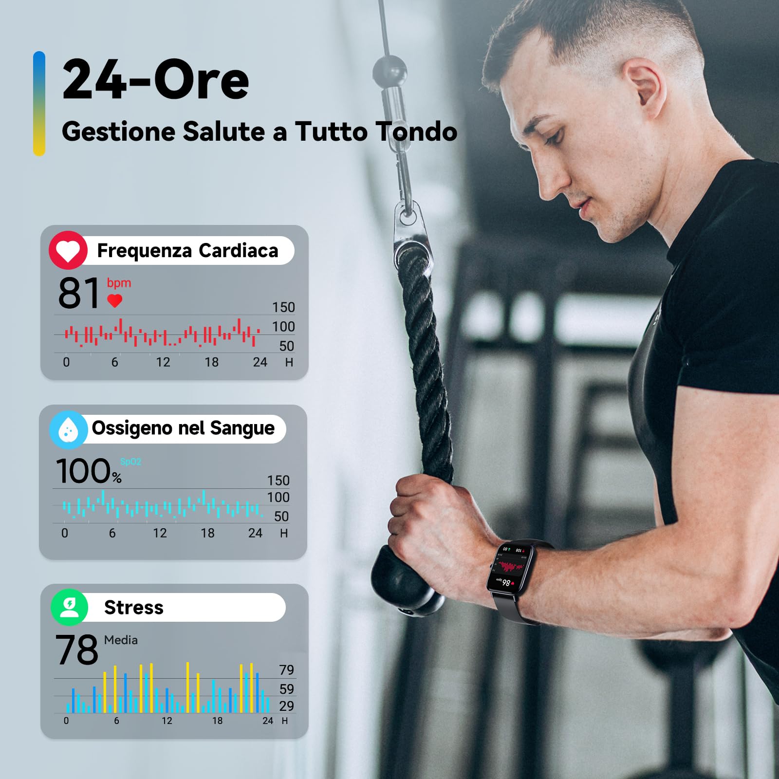 Smartwatch con Alexa Integrato (Effettua/Risposta Chiamate), 1.8" Schermo Smartwatch Monitor del 24H Cardiofrequenzimetro/SpO2/Sonno, Impermeabile 5ATM, 110 Modalità Sport, Contapassi per IOS/Android