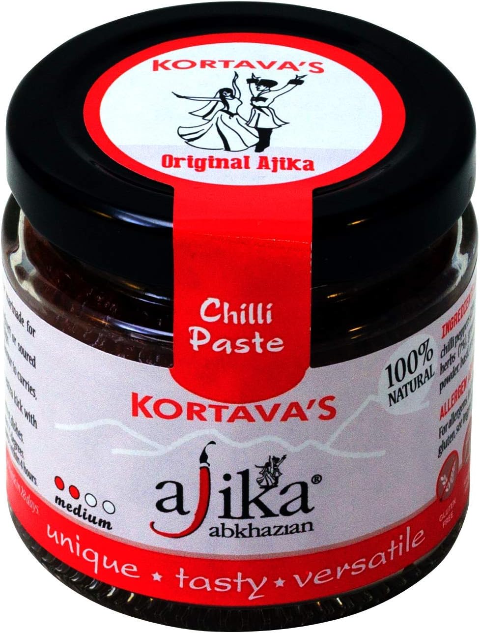 Medium Ajika Chilli Paste 110g. 100% Natural, All-Purpose Spice, Condiment & Meat Rub, Made in UK.