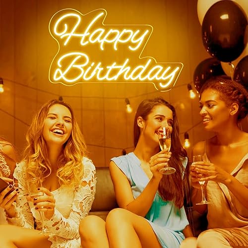 Miniatura 3 de Decorative Signage - 16.54x9.06in Acrylic Birthday Neon Sign, Warm Light, Reusable, USB Powered, Dimmable, Wall Mount, Includes Chain, Screws, Hooks