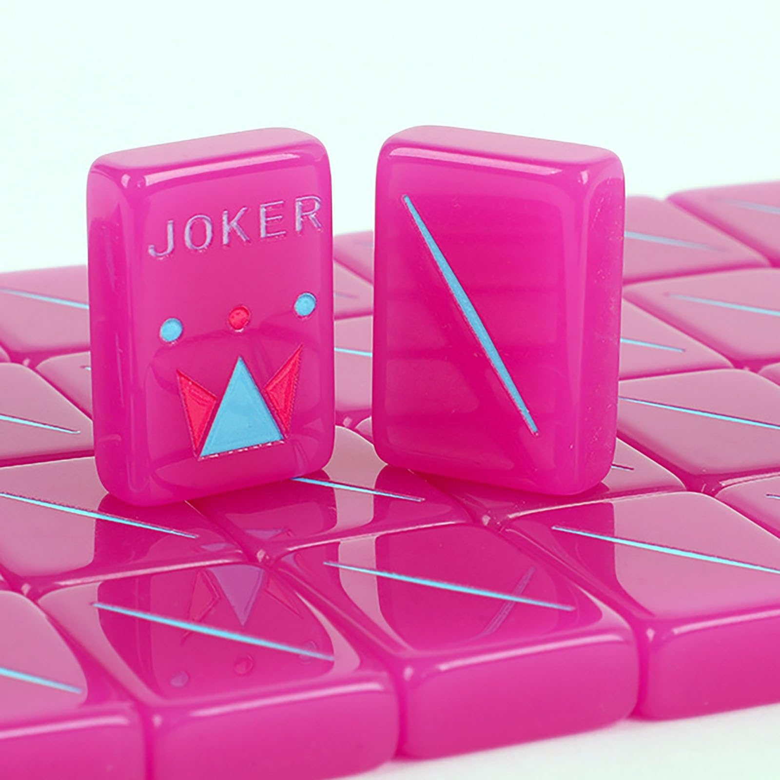 Set Mahjong americano in acrilico rosa gelatina, 160 tessere incise