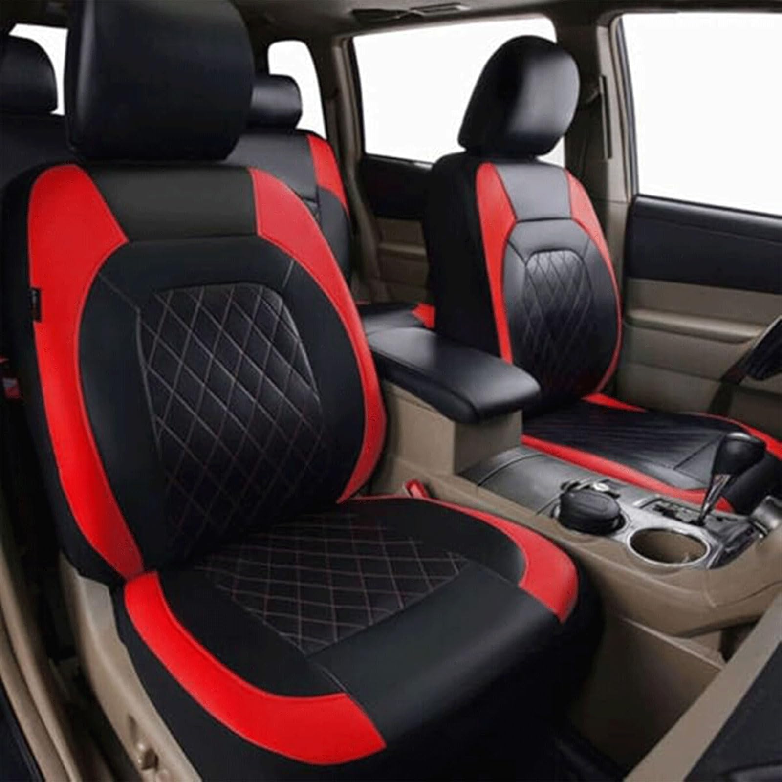 Auto Sitzbezüge Für Fiat 500L Living(351)/500L MPW(351)/500L PRO(330)/500L Trekking(330)，Atmungsaktiv Autositzbezüge Vorne Hinten Autositz Schonbezug Leder Sitzbezug Autositz Zubehör Innenraum