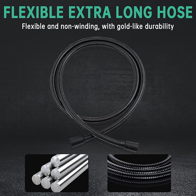 Regadera de Mano de Metal con Manguera de 70 Pulgadas y Soporte, Acero Inoxidable miniatura 6