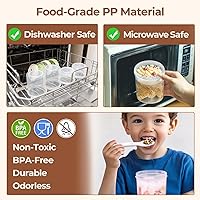 Vista 6 de ComSaf 2 Pack Overnight Oats Containers with Lids 27 oz, Plastic Yogurt Parfait Cups with Folding Spoons to Go, Salad Pod Chia Pudding Jars Reusable