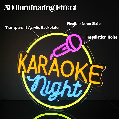 Miniatura 6 de Letrero LED de neón de noche de karaoke, decoración de habitación de karaoke, bar, para decoración de pared, karaoke en vivo, luces de neón, barra