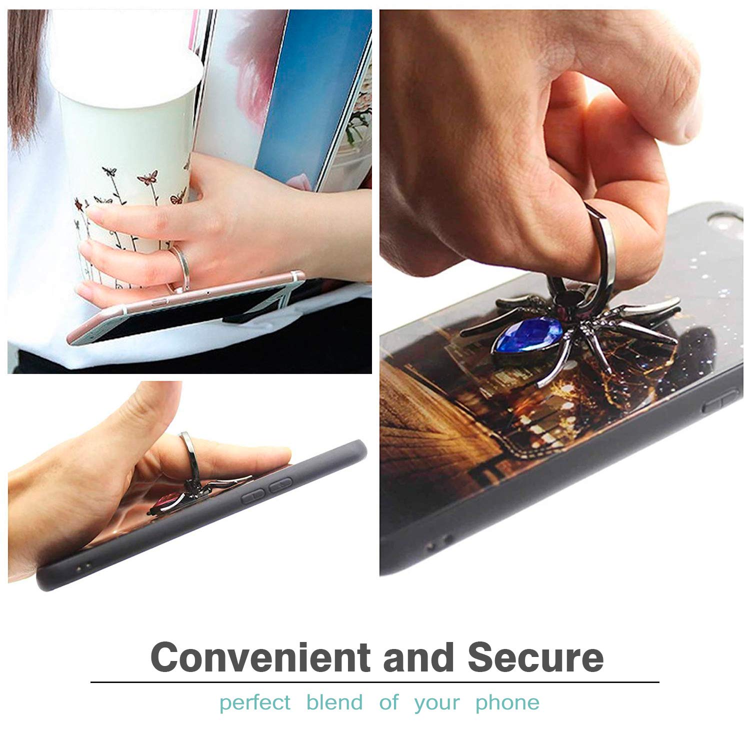 Allengel Ringhalter aus Metall mit Fingerring-Ständer und Strukturiertem Glitzer-Halter für Starke magnetische Autohalterung, kompatibel mit Handys, Smartphone-Zubehör, saphirblau