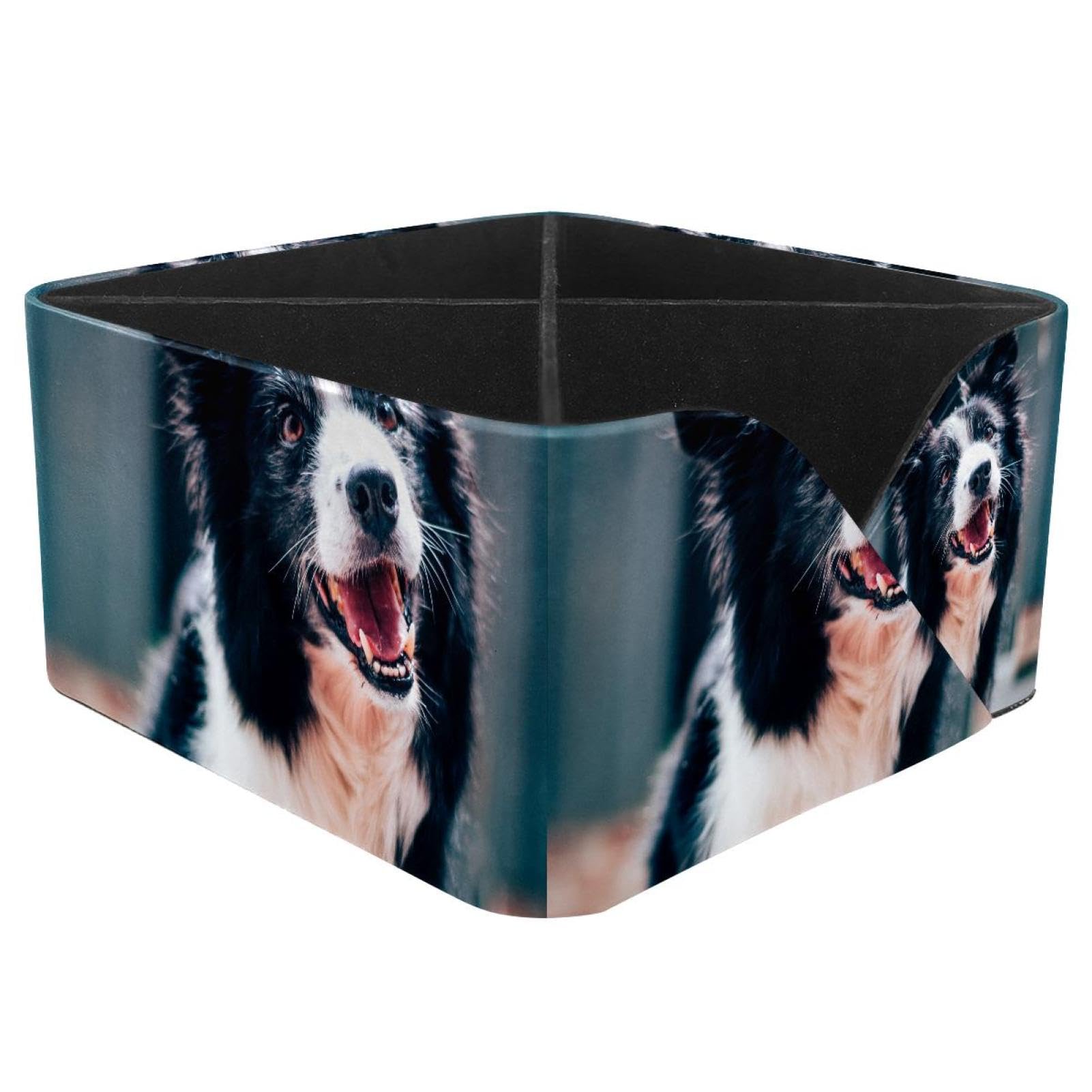 KengjuTesu Cute Border Collie Desktop Organizer Pen Holder, Rectangular Pencil Cup for Office, Study and Makeup Stations