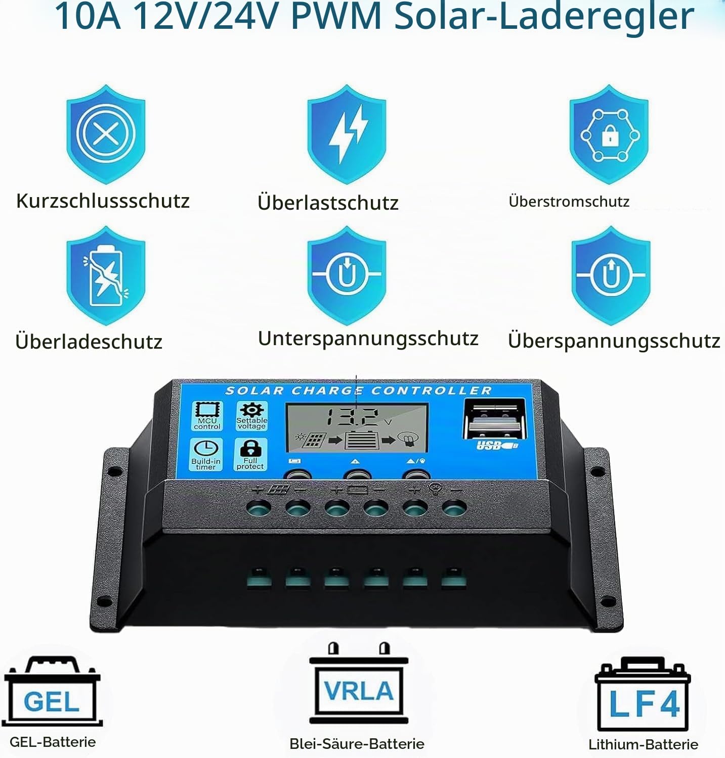 Flexible Solarpanel Kit 50w Solar Set 12V, 50Watt Solaranlage Wohnwagen | Solarmodul Komplettset mit 10A 12V/24V Solar-laderegler Solarkabel für 12v Batterien Wohnmobil Camping Boot