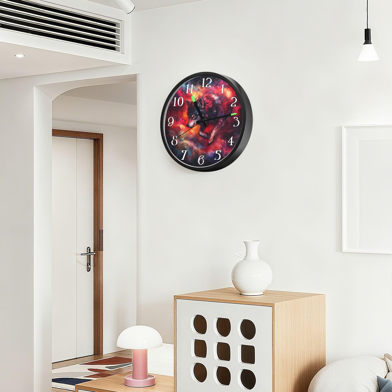 Mnsruu Reloj de pared luminoso con diseño de galaxia y cielo estrellado, funciona con pilas, silencioso, brilla en la oscuridad, para sala de estar, cocina, 30,5 cm