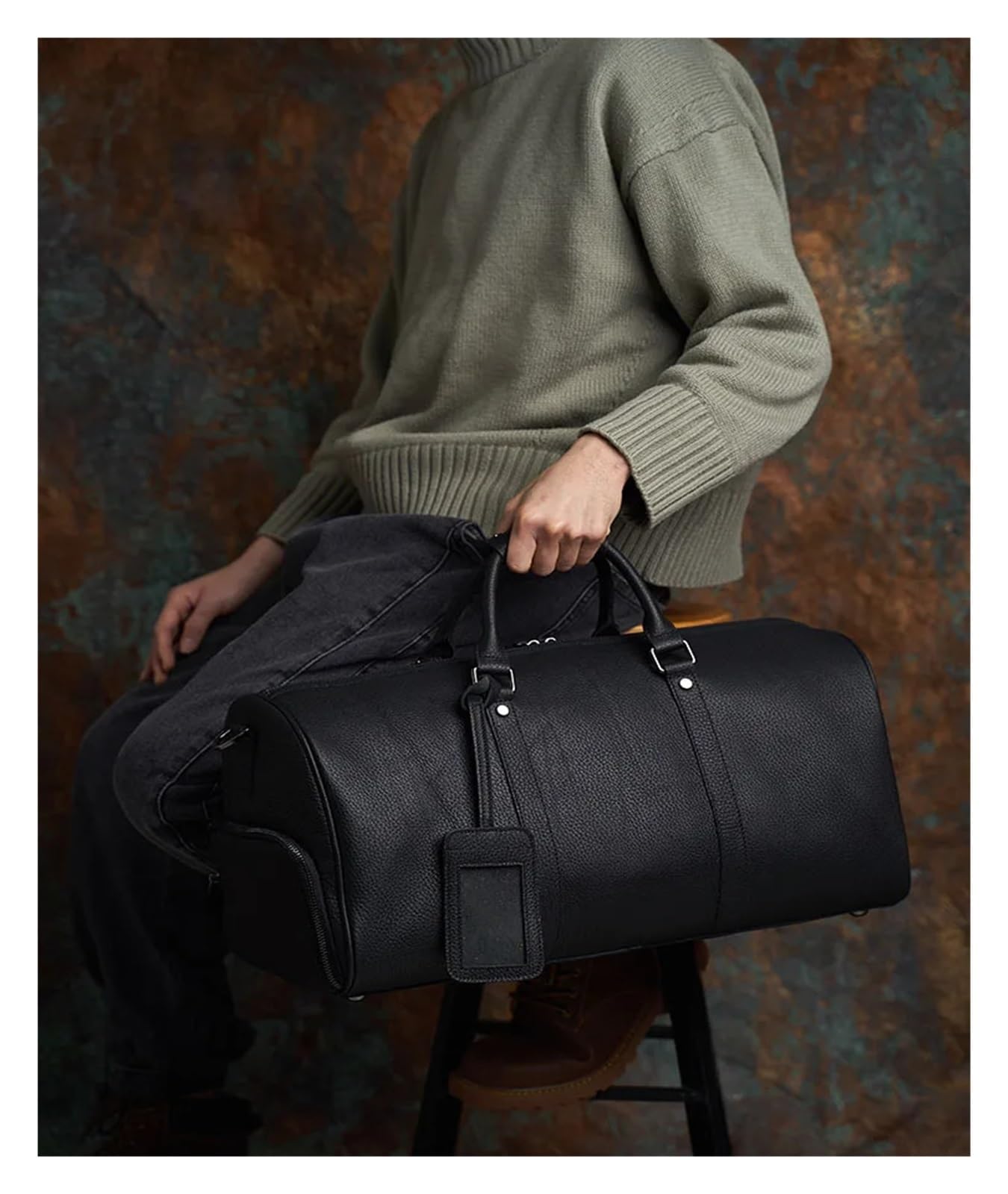 Leder-Wochenendtasche for Herren und Damen, Reisetasche, Reisegepäck, for mit Schuhfach, große aus Leder Für Reisen oder Fitness