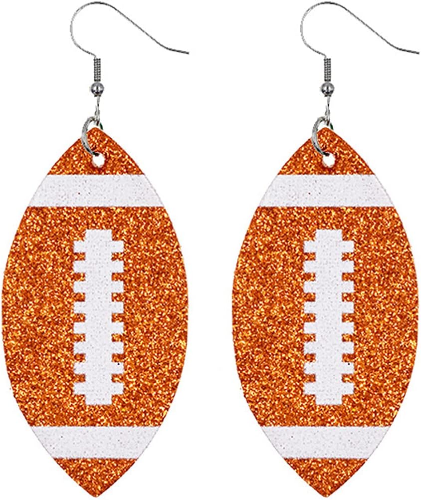 Lightweight Glitter Leather Football Earrings Multilayer Leather Football Baseball Drop Earrings for Women Funny Sports Game Jewelry image 3
