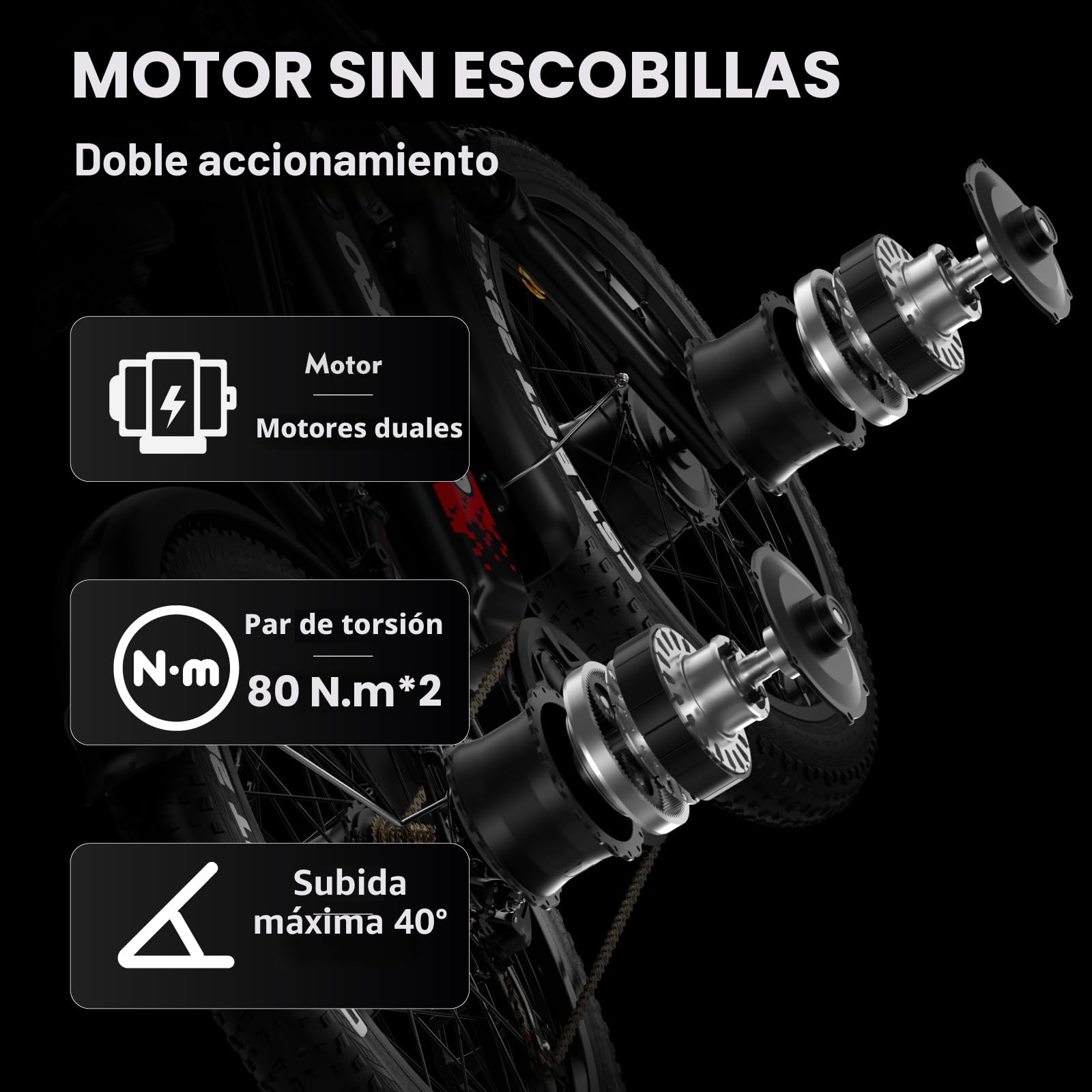 tifgalop Bicicleta eléctrica para Adultos, Bicicleta eléctrica Todoterreno de 26 Pulgadas, Doble absorción de Impactos, 7 velocidades, batería de Litio de 48V 18Ah, Alcance de hasta 45-90 km