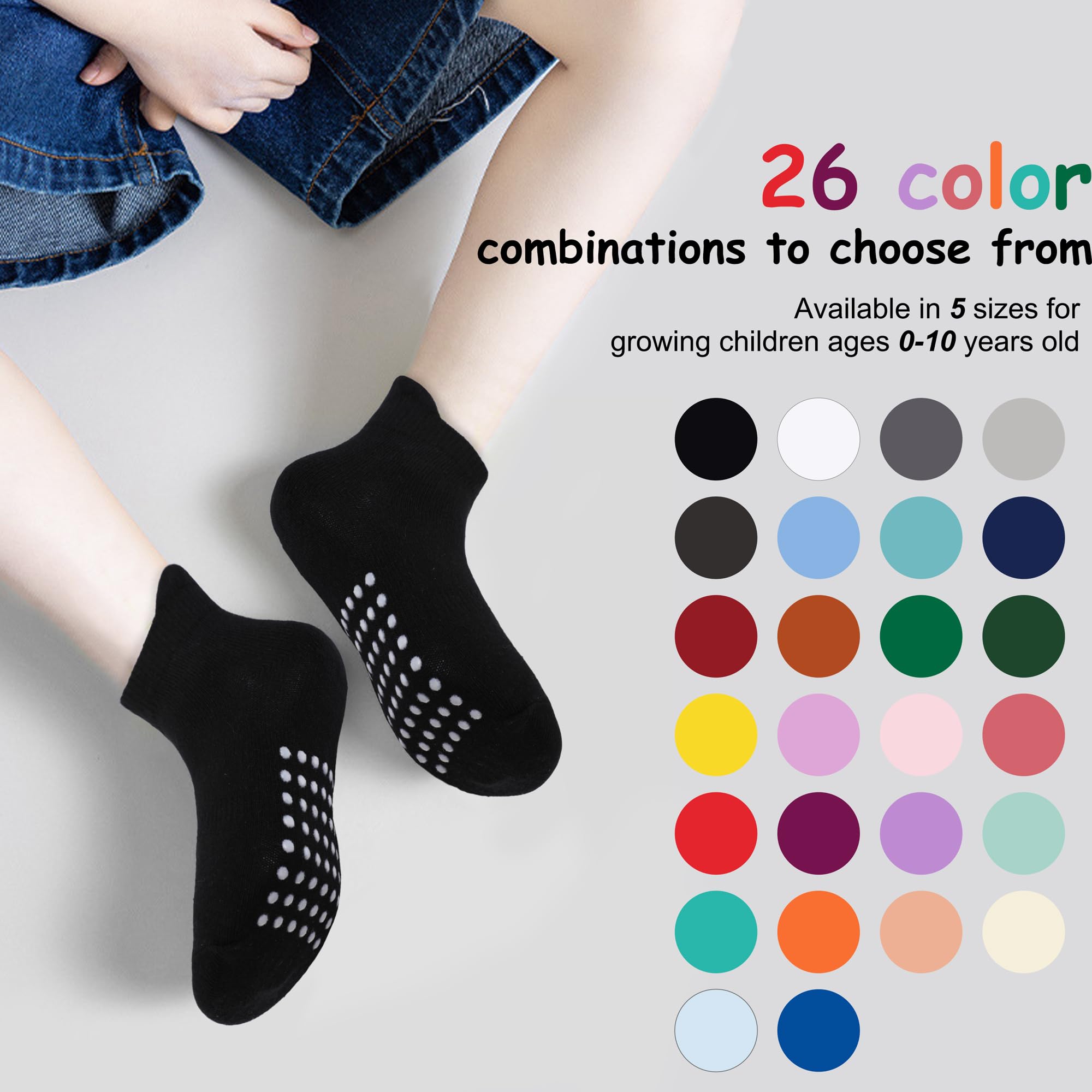 Baby- und Kleinkindsocken, weiche Baumwolle, rutschfeste Knöchelsocken für Neugeborene, Jungen und Mädchen
