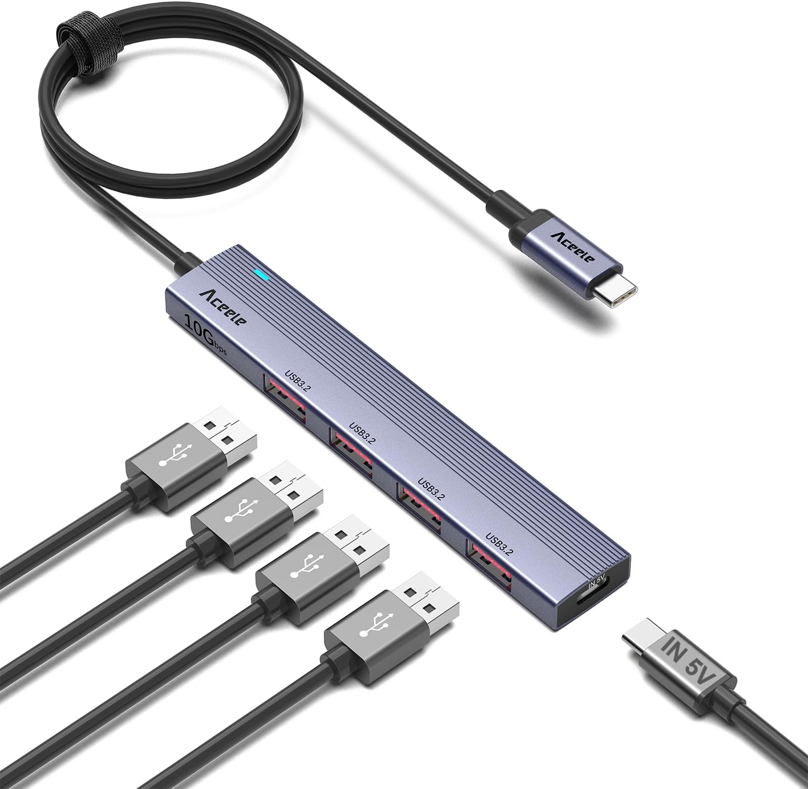 Amazon | Zacoora USB3.0 ハブ、7つのポート拡張、ノートPC/PS5/PS4/Xbox/Surfaceに対応、USB-C ...