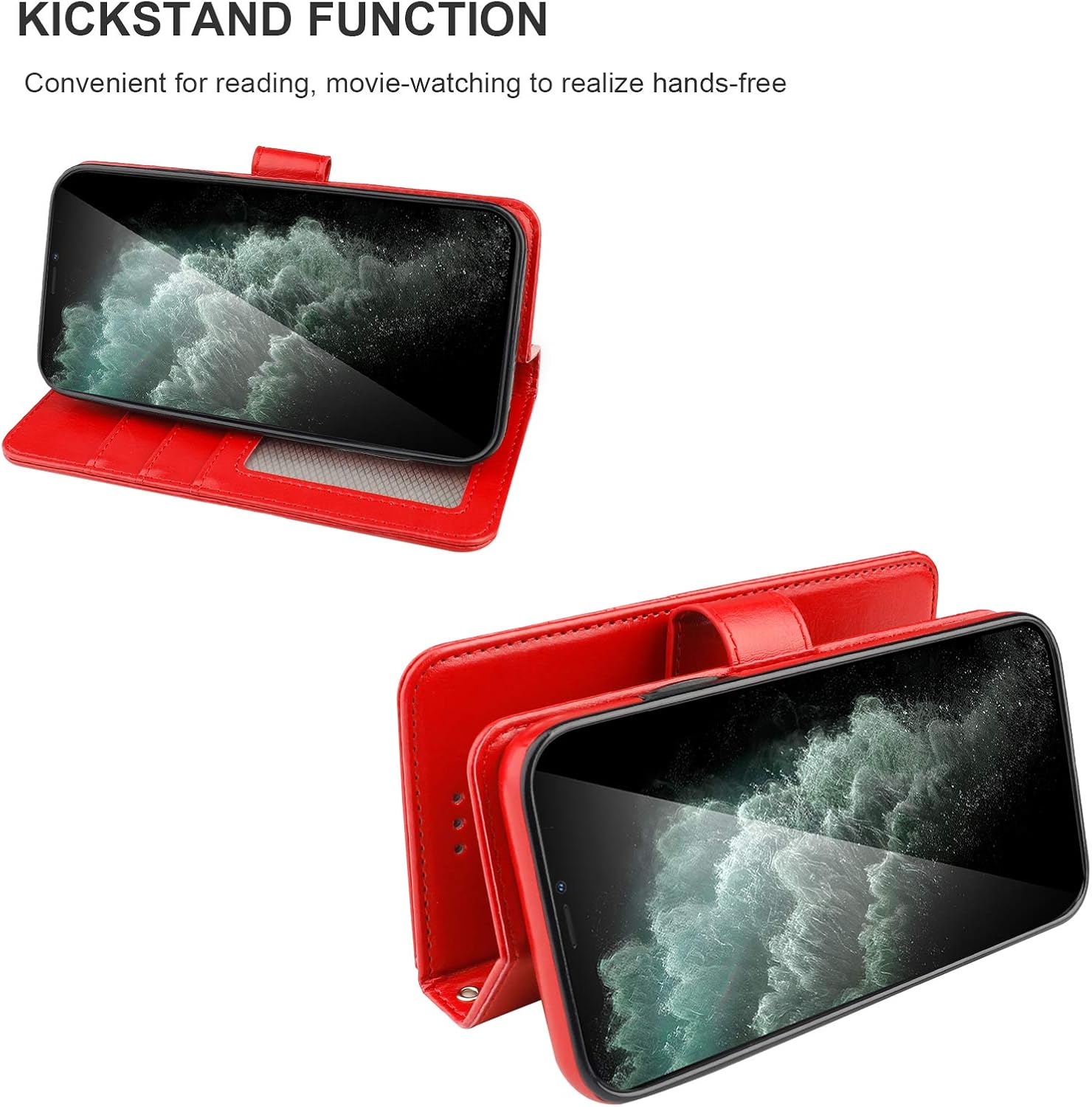Bocasal iPhone 11 Pro Wallet Case with Card Holder PU Leather Magnetic Detachable Kickstand Shockproof Wrist Strap Removable Flip Cover for iPhone 11 Pro 5.8 inch (Red)