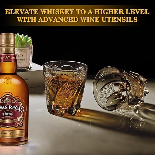 Miniatura 6 de Vasos de whisky Old Fashioned Edo Kiriko - Vaso de whisky de 11 onzas cortadas a mano para whisky, bourbon, licor y bebidas de cóctel, grandes