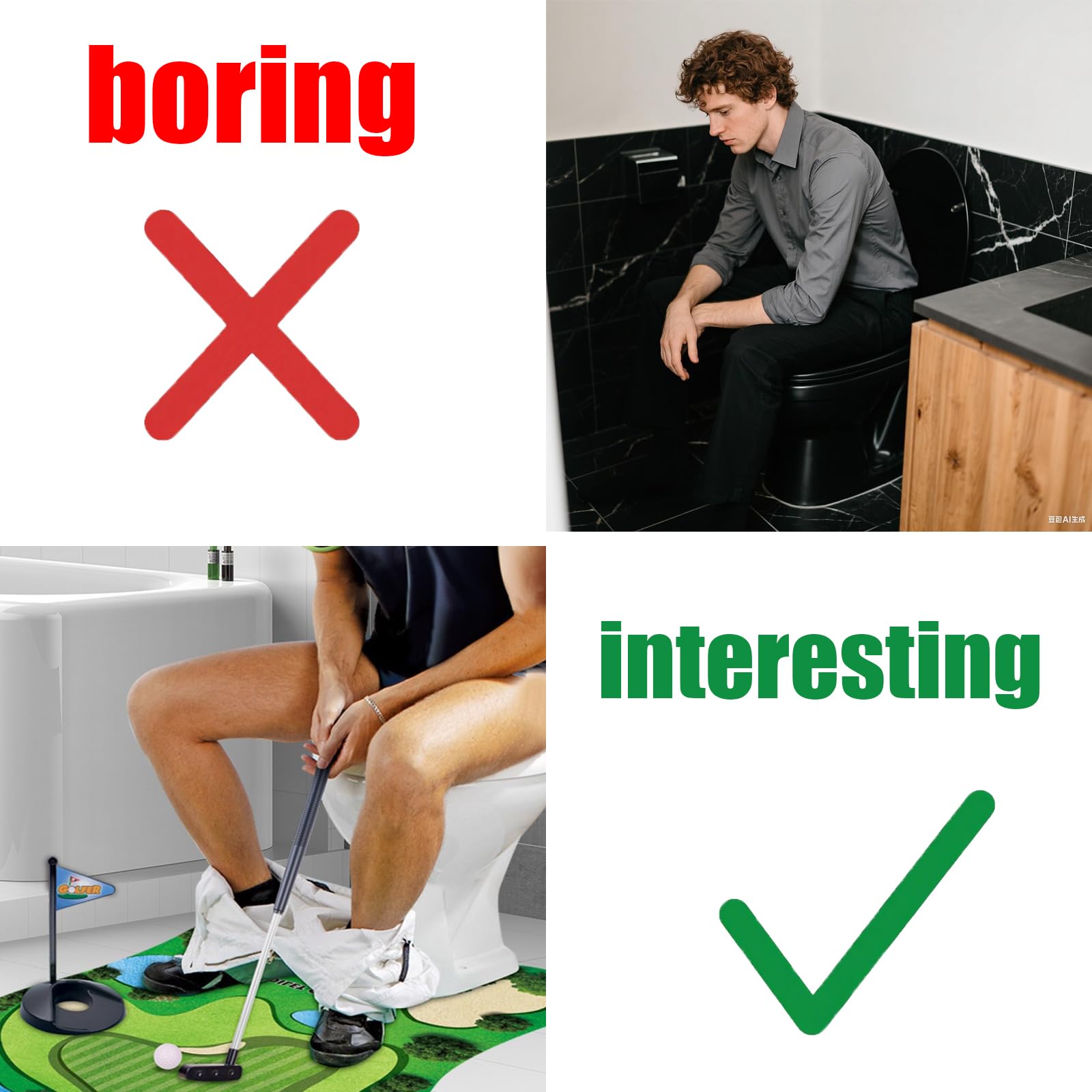 Bathroom Mini Golfing Practice Golf Toilet Game Set Regali Divertenti per Giocatori di Golf