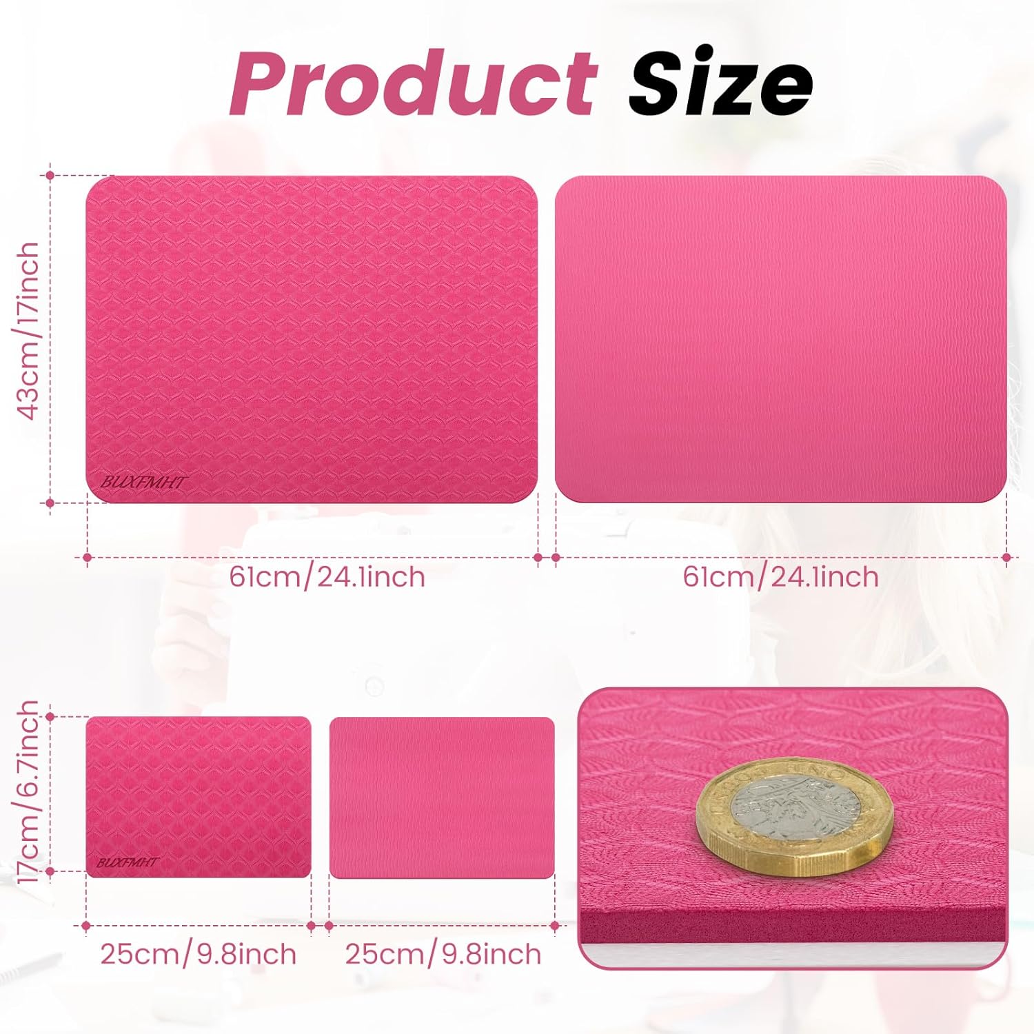 Diagram showing dimensions of the BUXFMHT Sewing Mat Set
